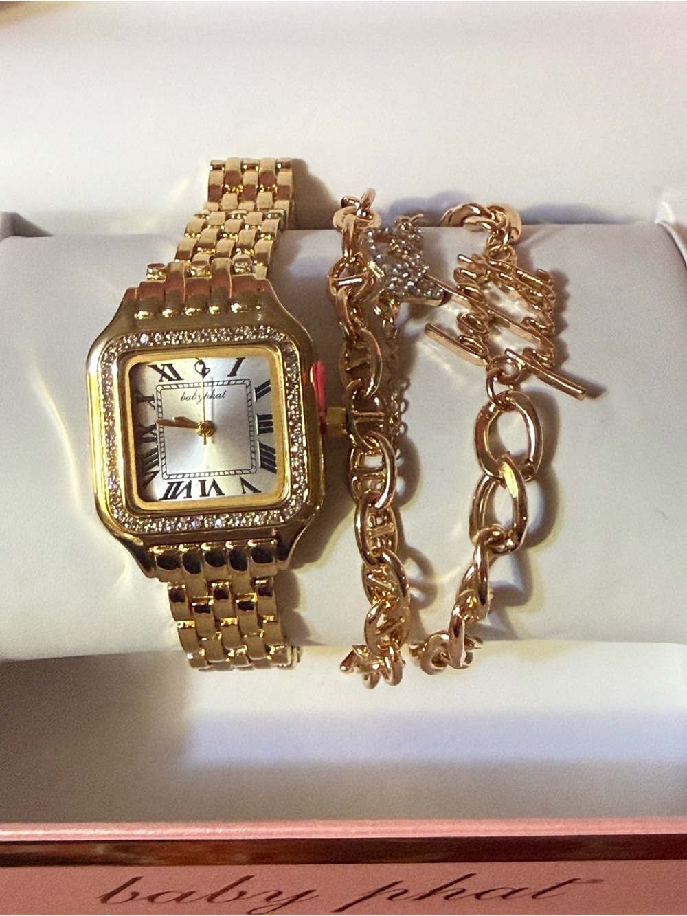 Baby Phat Gold-tone Watch and Chain Bracelet Set - Picture 2 of 6